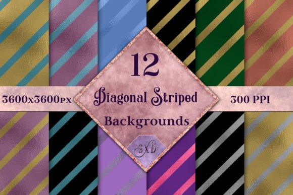 Diagonal Striped Backgrounds – 12 Image Set